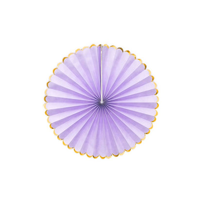 Pastel Lilac & Gold Paper Fans (3pk)