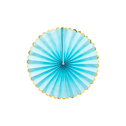 Pastel Blue & Gold Paper Fans (3pk)