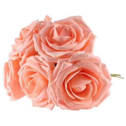 Peach Foam Rose Bud Decorations (5pk)
