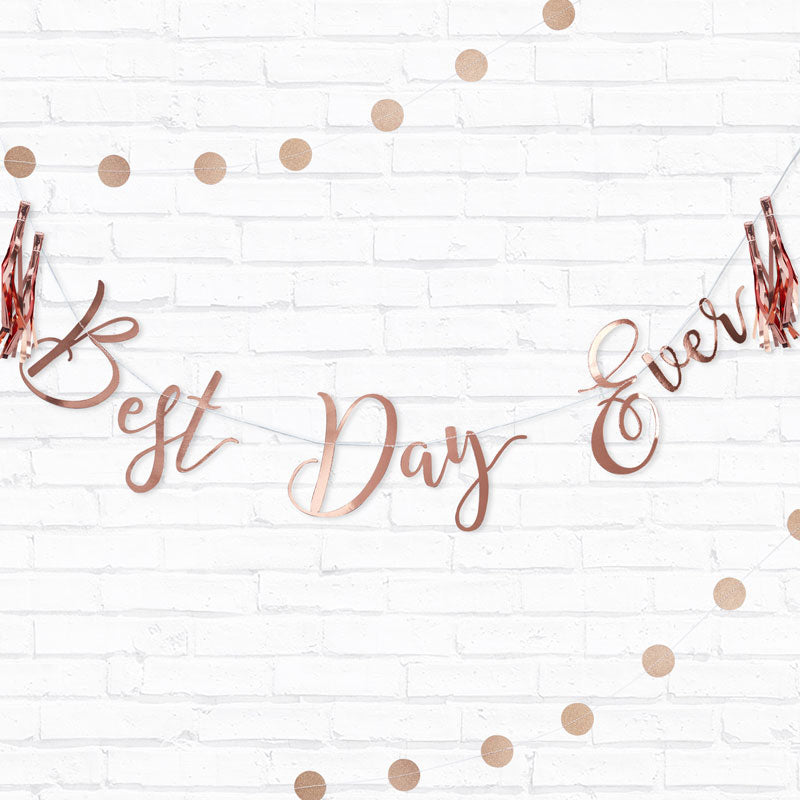 Rose Gold Best Day Ever Paper Letter Banner - 1.5m – product image 1