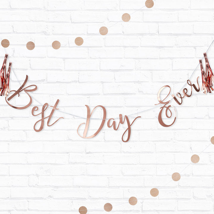 Rose Gold Best Day Ever Paper Letter Banner - 1.5m – product image 1