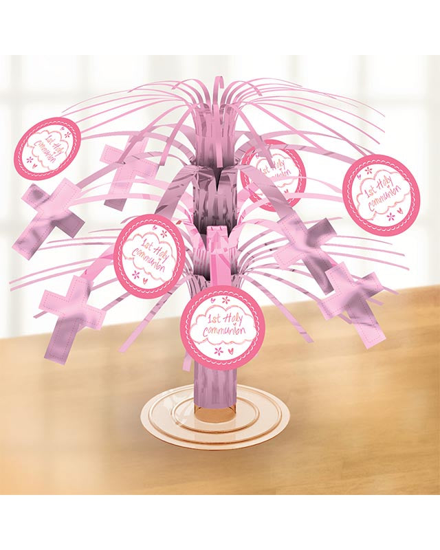 Pink Communion Mini Cascade Table Centrepiece - 19cm