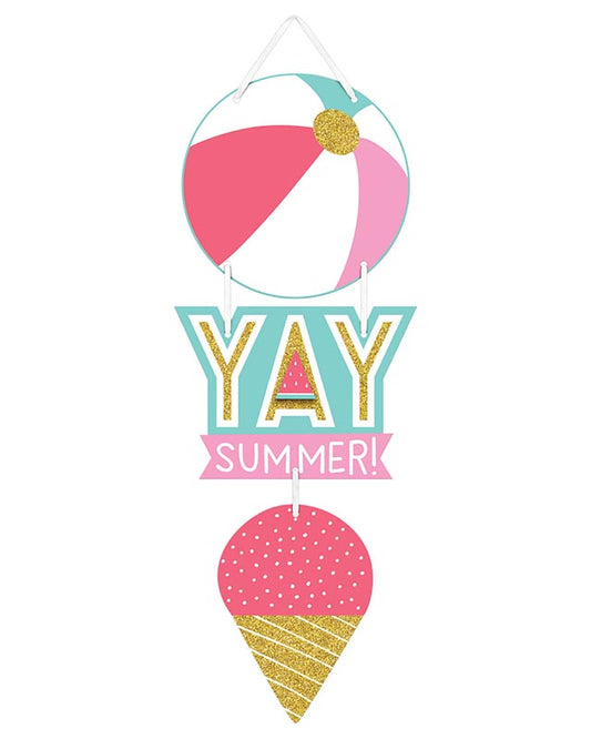 Yay Summer! 3 Tier MDF Hanging Sign - 47cm x 18cm