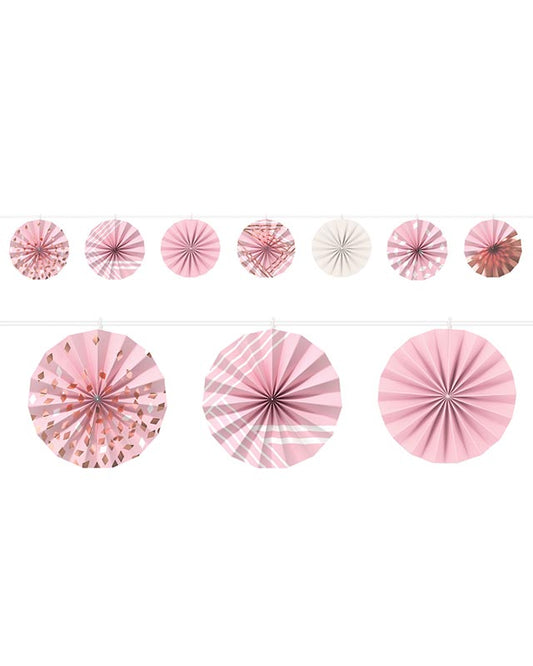 Rose Gold Blush Mini Paper Fans Garland - 3.6m