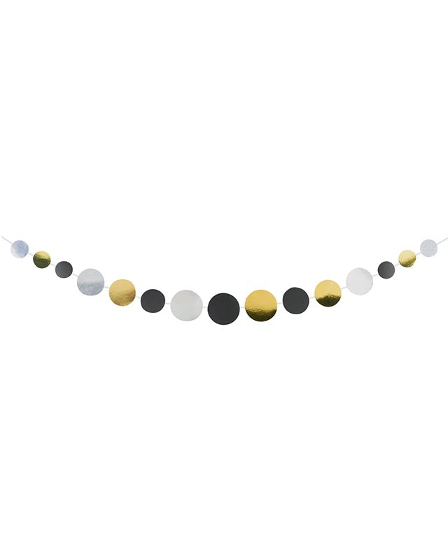 Black, Silver & Gold Foil Garland - 1.7m