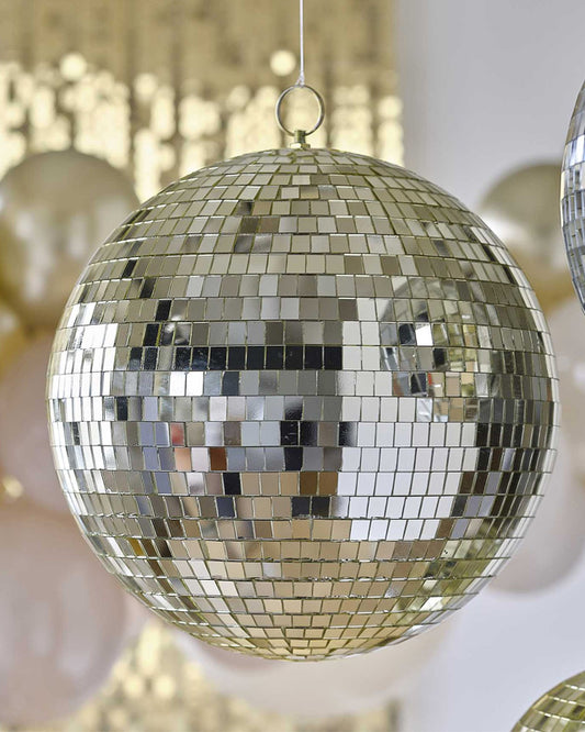 Gold Disco Ball Hanging Decoration - 30cm