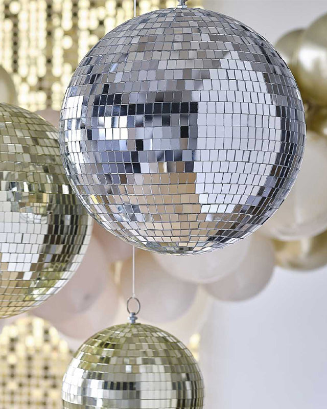 Silver Disco Ball Hanging Decoration - 20cm