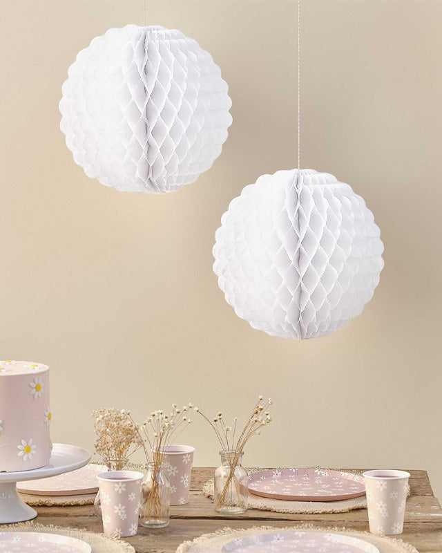 Ditsy Daisy Scalloped Honeycomb Balls - 25cm (2pk)