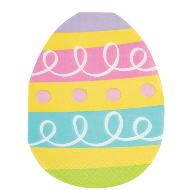 Eggcellent Easter Egg Shaped Napkins - 31cm (16pk)