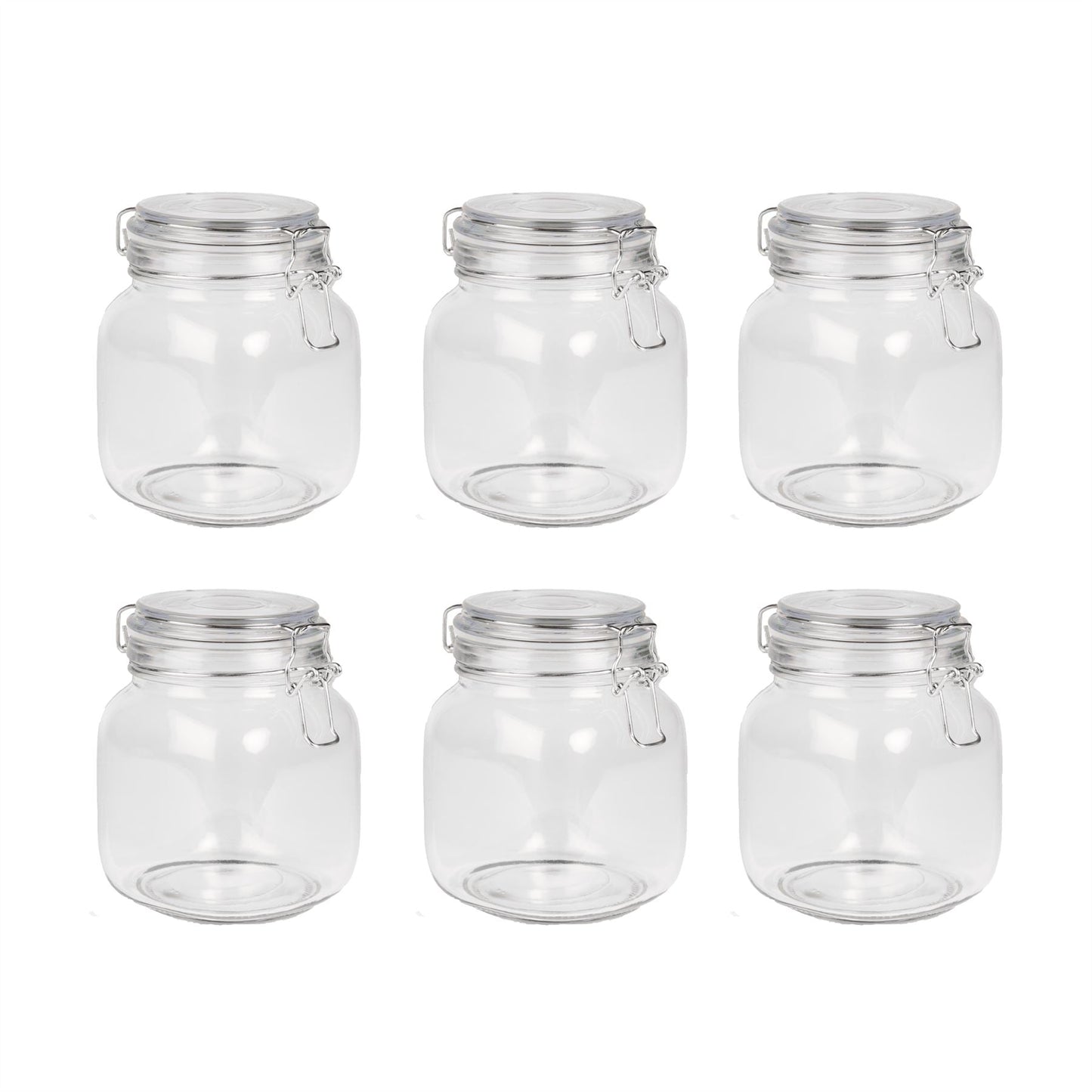 1L Glass Storage Jars with Clip Top Lid - Set of 6 | M&W	