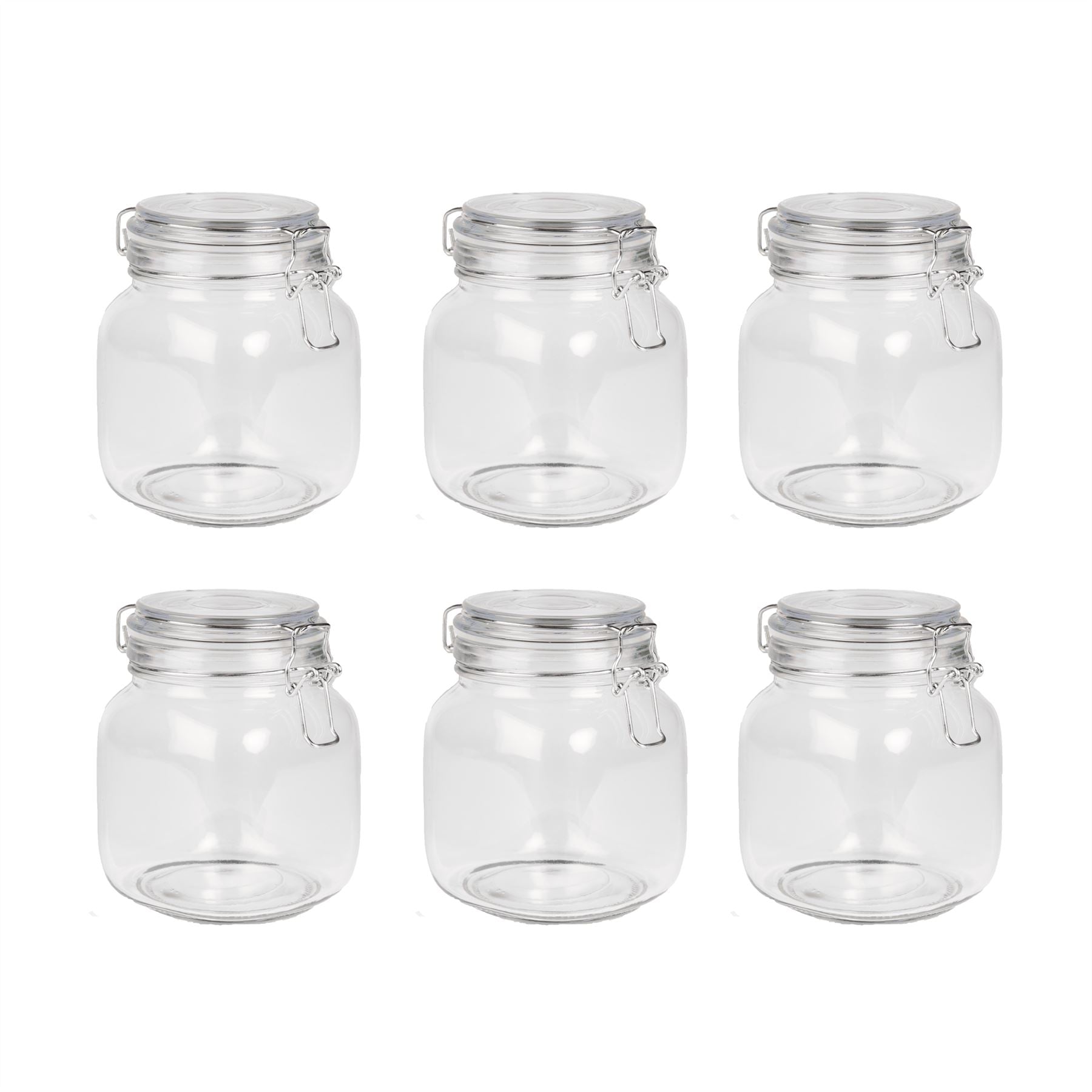 1L Glass Storage Jars with Clip Top Lid - Set of 6 | M&W	