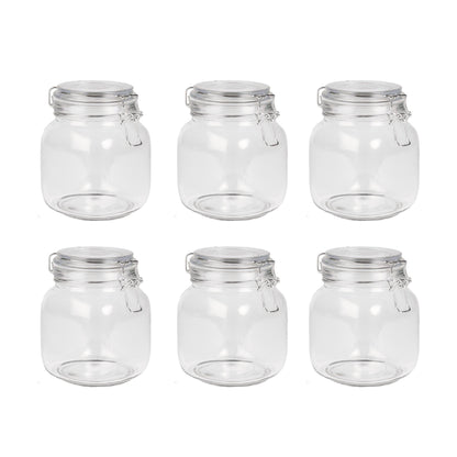1L Glass Storage Jars with Clip Top Lid - Set of 6 | M&W	