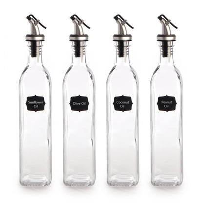 Oil and Vinegar Dispenser Bottles - 500ml Pack of 4 | M&W	