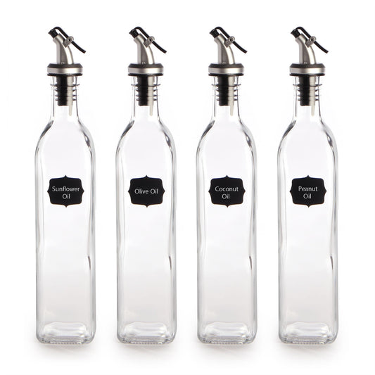 Oil and Vinegar Dispenser Bottles - 500ml Pack of 4 | M&W	