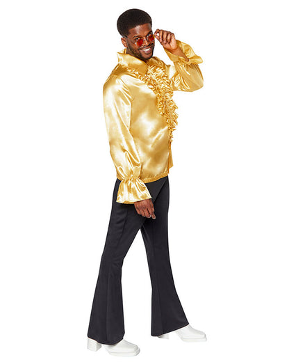 70s Gold Ruffle Shirt - Adult Costume