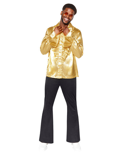 70s Gold Ruffle Shirt - Adult Costume