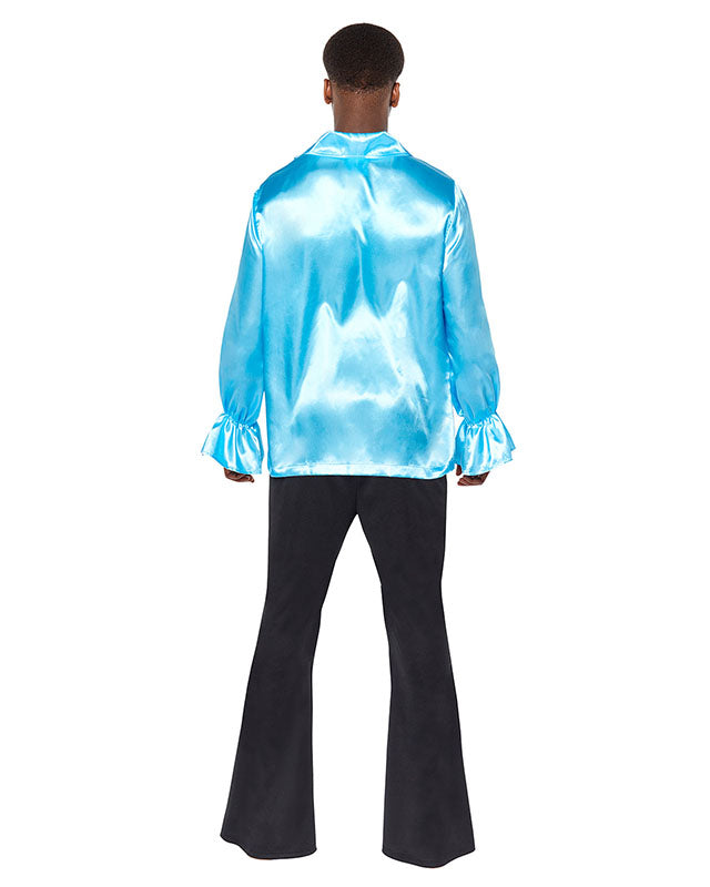 70s Blue Ruffle Shirt - Adult Costume