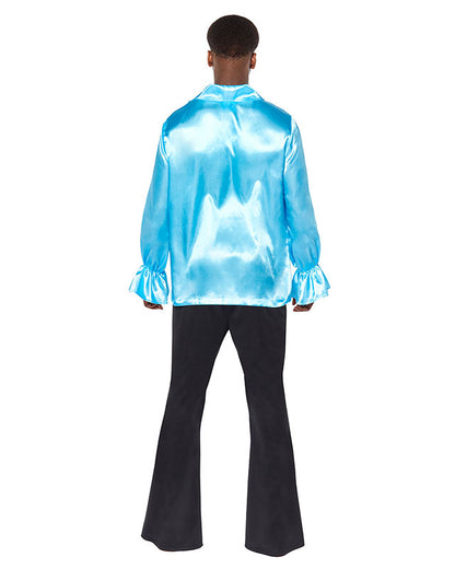 70s Blue Ruffle Shirt - Adult Costume