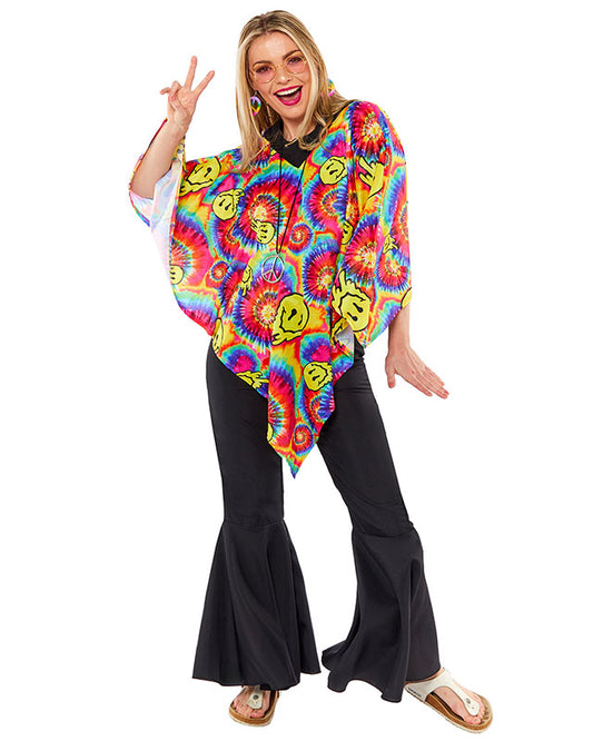 Tie Dye Poncho - Adult Costume