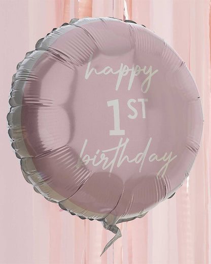 1st Birthday Pink 'Happy 1st Birthday' Balloon - 18" Foil