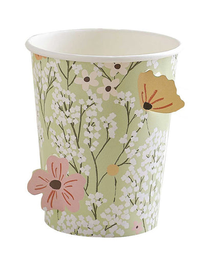 Floral Baby Floral Cut Out Paper Cups (8pk)
