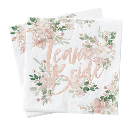 Floral Hen Party 'Team Bride' Paper Napkins - 33cm (16pk)