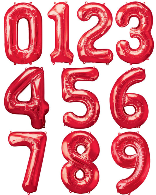 Red Foil Number Balloons - 34"