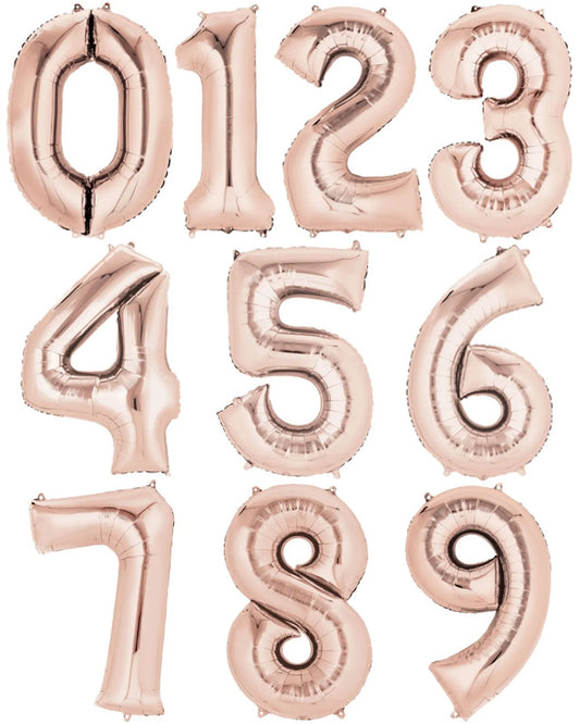 Rose Gold Foil Number Balloons - 34"