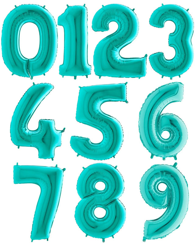 Tiffany Blue Foil Number Balloons - 40"
