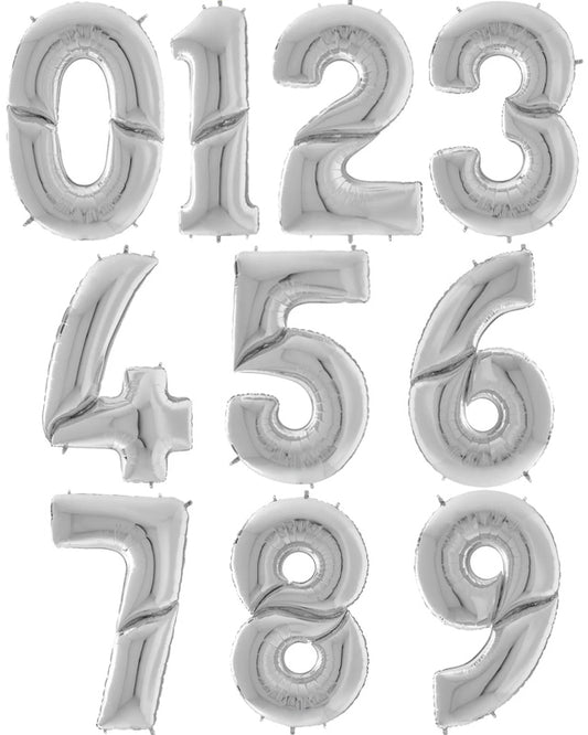 Silver Foil Number Balloons - 64"