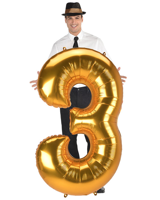 Gold Number 3 Balloon - 53" Foil