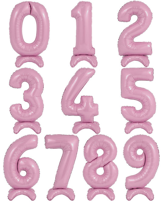 Pastel Pink Standing Number Balloons - 25" Air Fill