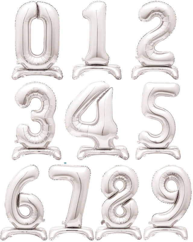 Silver Standing Number Balloons - 30" Air Fill – product image 1