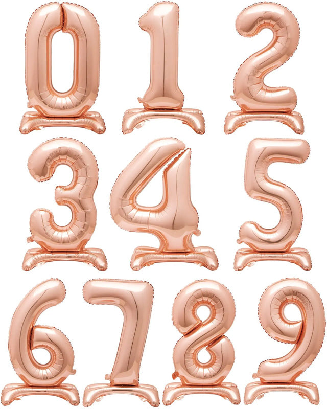 Rose Gold Standing Number Balloons - 30" Air Fill – product image 1