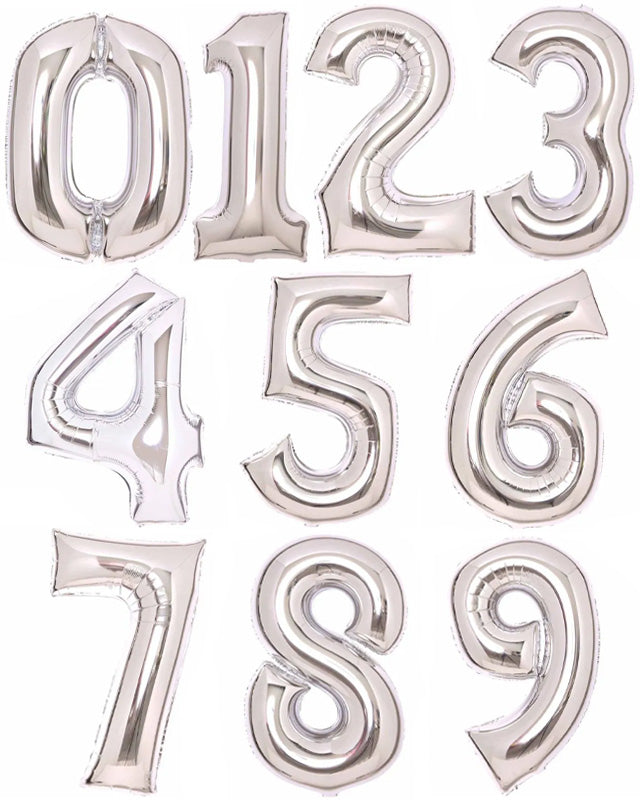 Silver Foil Number Balloons - 34" – product image 1