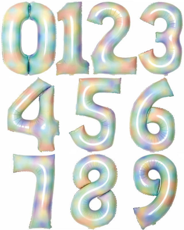 Pastel Rainbow Foil Number Balloons - 34"