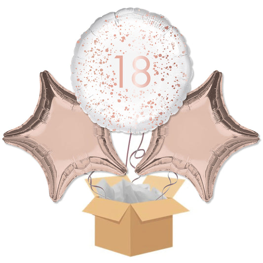 18th Birthday Rose Gold Balloon Bouquet - Delivered Inflated