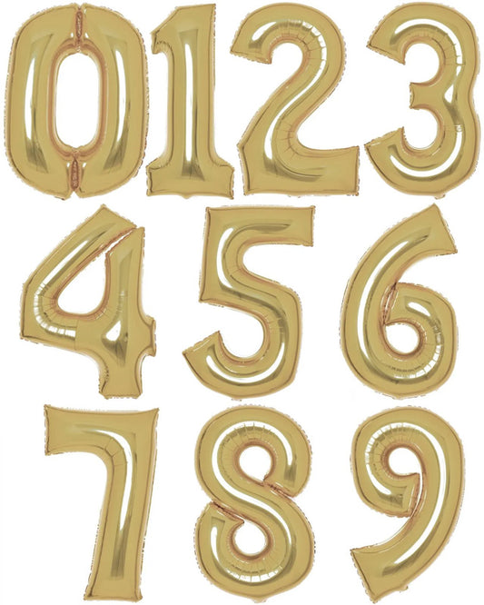 White Gold Foil Number Balloons - 34"