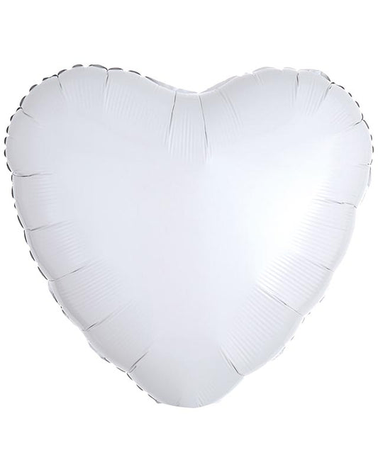 Metallic White Heart Balloon - 18" Foil (Unpackaged)