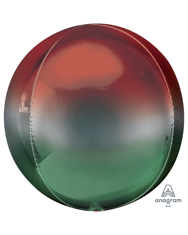 Red & Green Ombre Orbz Balloon - 16" (BULK)