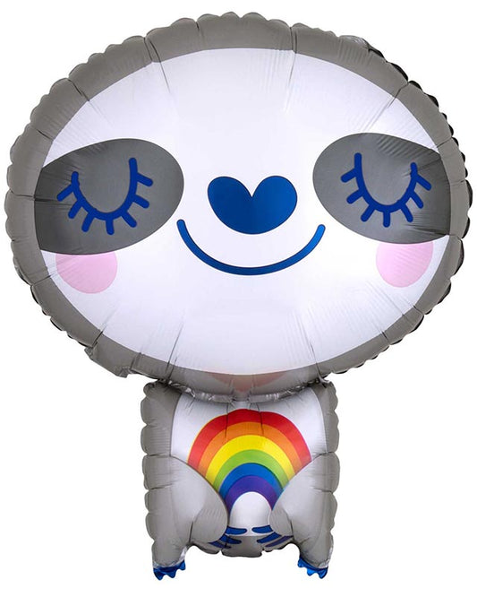 Sloth with Rainbow Shaped Balloon -16" x 19" Foil