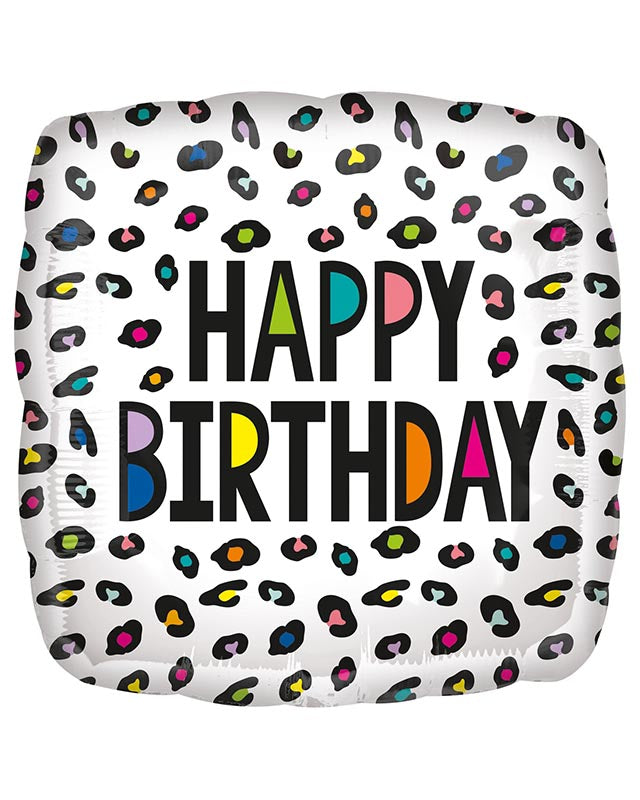 Happy Birthday Rainbow Leopard Balloon - 18" Foil