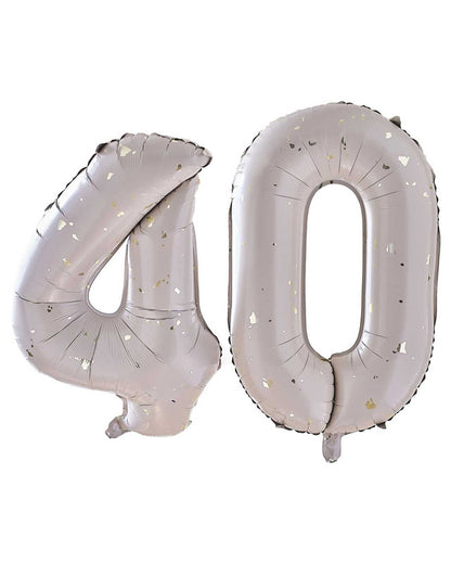 40 Gold Speckle Number Balloons - 26" Foil