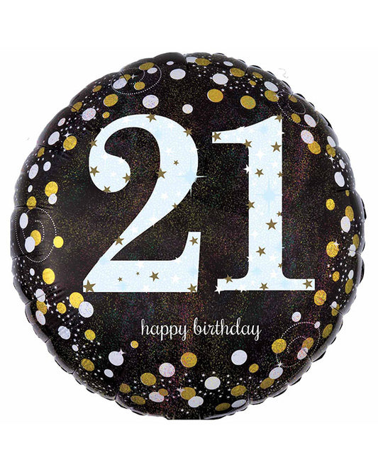 Gold Sparkling Celebration 21st Birthday Balloon - 18" Foil