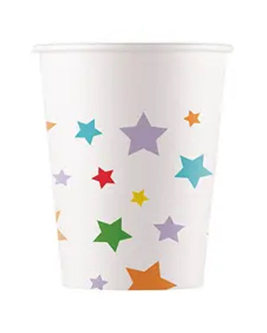 Star Print Party Paper Cups - 200ml (8pk)