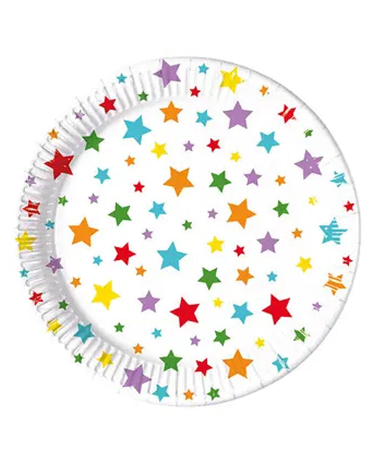 Star Print Paper Party Plates -  23cm (8pk)
