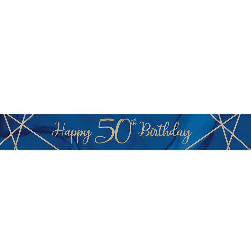 Navy & Gold Geode 'Happy 50th Birthday' Foil Banner - 2.74m – product image 2