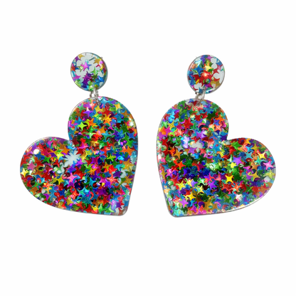 Chunky Glitter Heart Drop Earrings