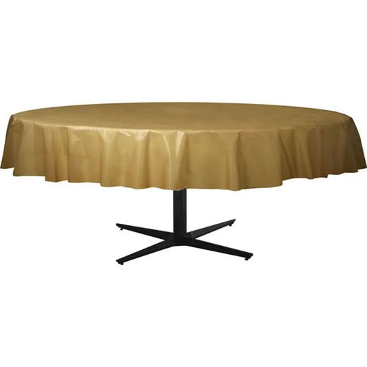 Gold Round Plastic Tablecover