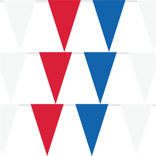 Red, White & Bue Plastic Bunting - 10m